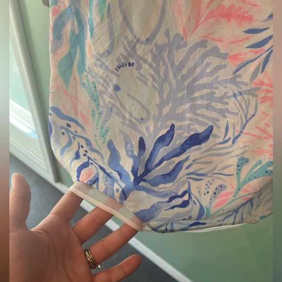 HP 9/22 🎉🎊 Lightly worn Lilly Pulitzer pink & blue corral print silk dress - Picture 8 of 10